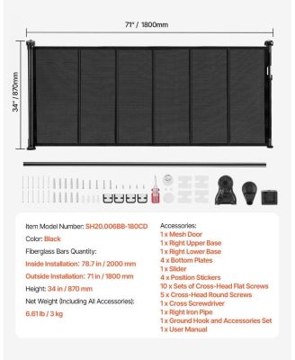 Retractable Mesh Safety Gate, Extends up to 71