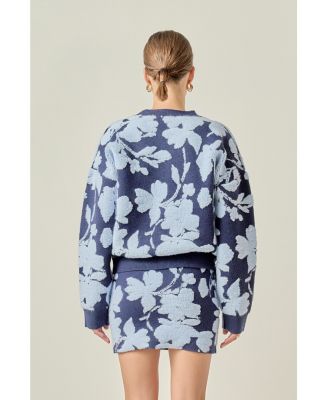 Women's Fuzzy Flower Sweater