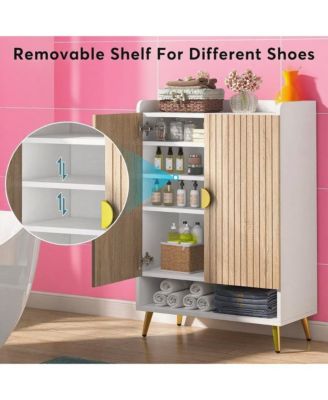 Shoe Organizer Cabinet with Doors and Shelf