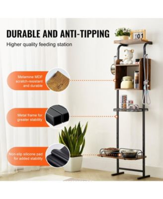 Elevated Pet Feeding Station with Storage Shelves