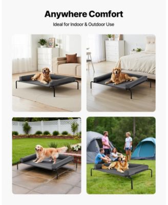 Steel Frame Portable Elevated Pet Cot with Washable Pillow, XL, Gray