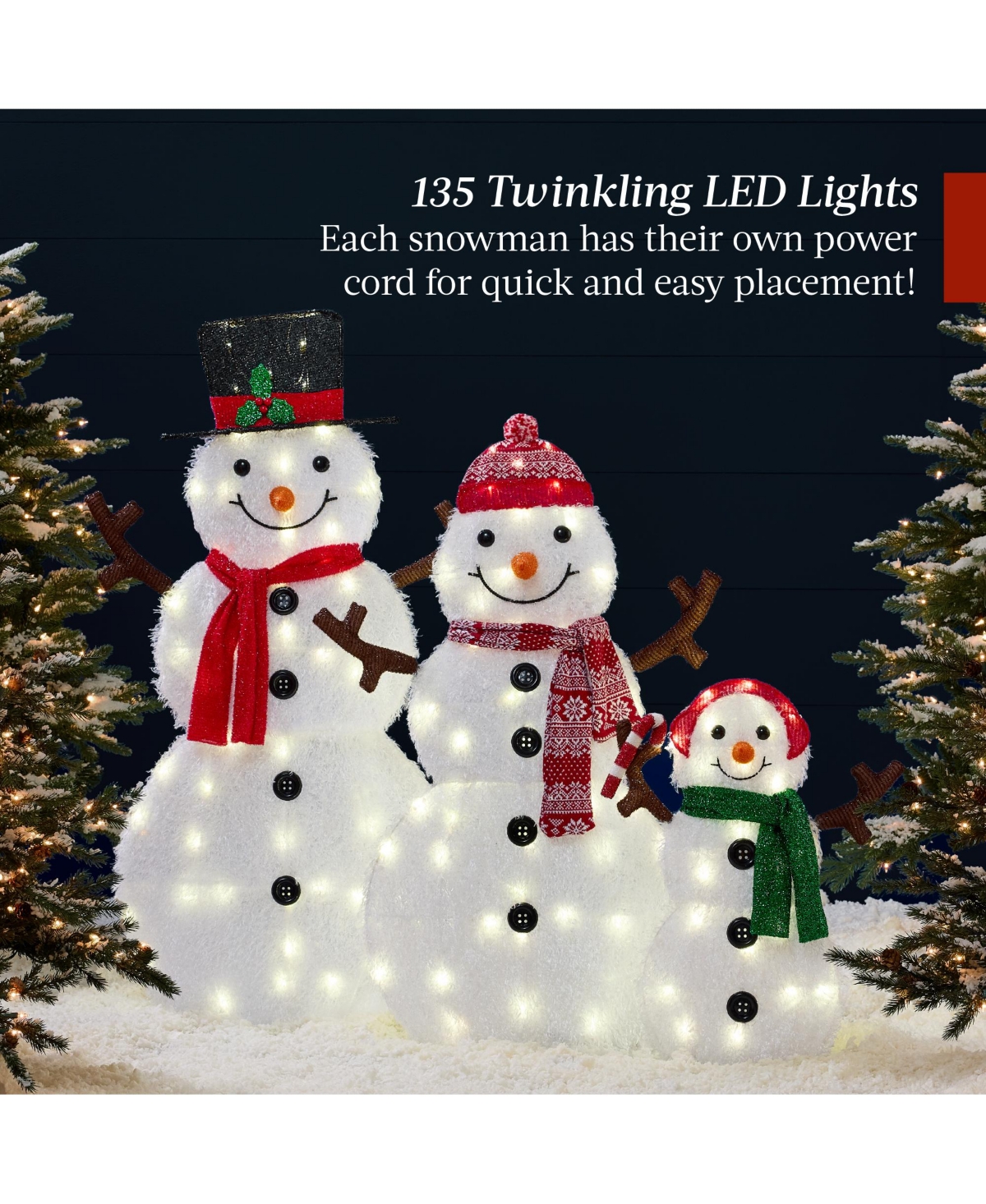 Best Choice Products 2D Lighted Snowman Family Set Outdoor Yard Decor w/ Led Lights 