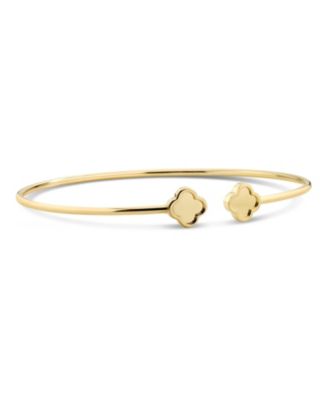 Double Clover Bangle Bracelet in 14K Gold, Fits Small to Medium Wrist, Approx. 3.5 grams.