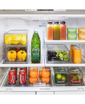 6 Pack Small Clear Stackable Pull Out Refrigerator Organizer Bins - Kitchen, Freezer & More