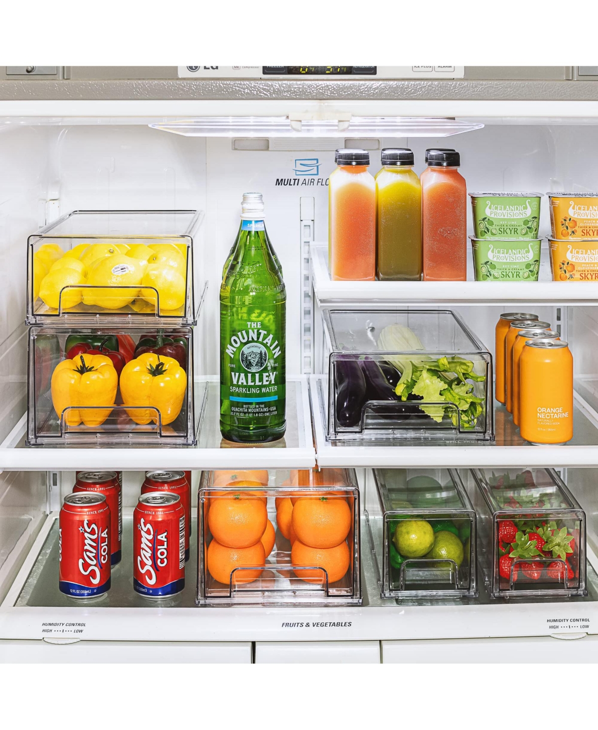 Sorbus 6 Pack Small Clear Stackable Pull Out Refrigerator Organizer Bins - Kitchen, Freezer & More