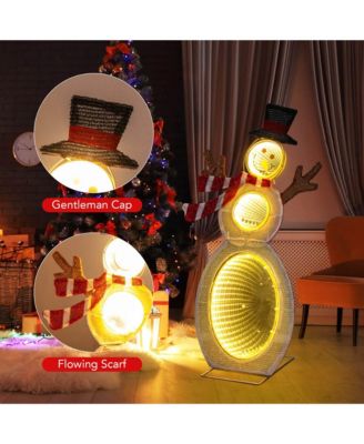 2.6 FT Lighted Snowman with 105 Built-in LED Lights Metal Stand Zip Tie Stakes