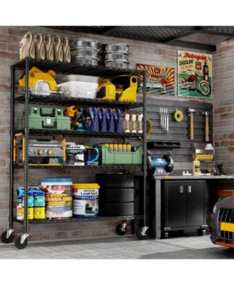 5-Tier 48 in W x 78 in H x 20 in D Height Adjustable Garage Wire Shelving Unit with wheels