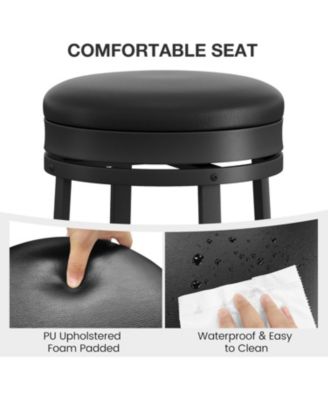 24" Swivel Bar Stools Set of 2 with Footrest, Modern Counter Height Barstools with PU Leather Upholstered and Metal Frame, Black