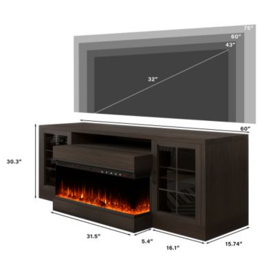 Electric Fireplace Insert 23" 1400W 120V ,Equipped with remote control, ultra thin heater with log set & realistic flame - BLACK