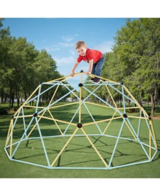 Climbing Dome, 10 ft Geometric Dome Climber with 2 Basketballs and Octopus Net, 1000 lb Capacity for Kids Ages 3–10