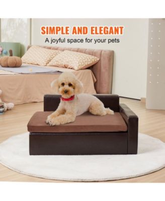 Faux Leather Pet Sofa for Medium Pets, Holds up to 110 lbs., Black