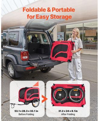 Heavy-Duty Pet Bike Trailer with Internal Leash, Holds up to 100 lbs