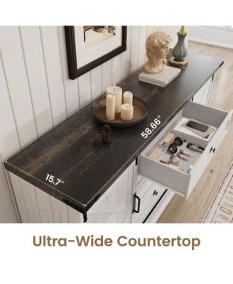 TV Stands for Bedroom, Farmhouse Entertainment Center with Sliding Barn Doors