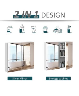 Wall Mount Bathroom Medicine Cabinet W/ Mirror Steel Frame 24"x22"