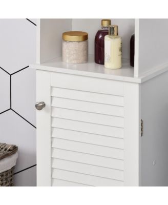 Bathroom Cabinet Cupboard Shelving Storage Unit w/ Door & 6 Shelves