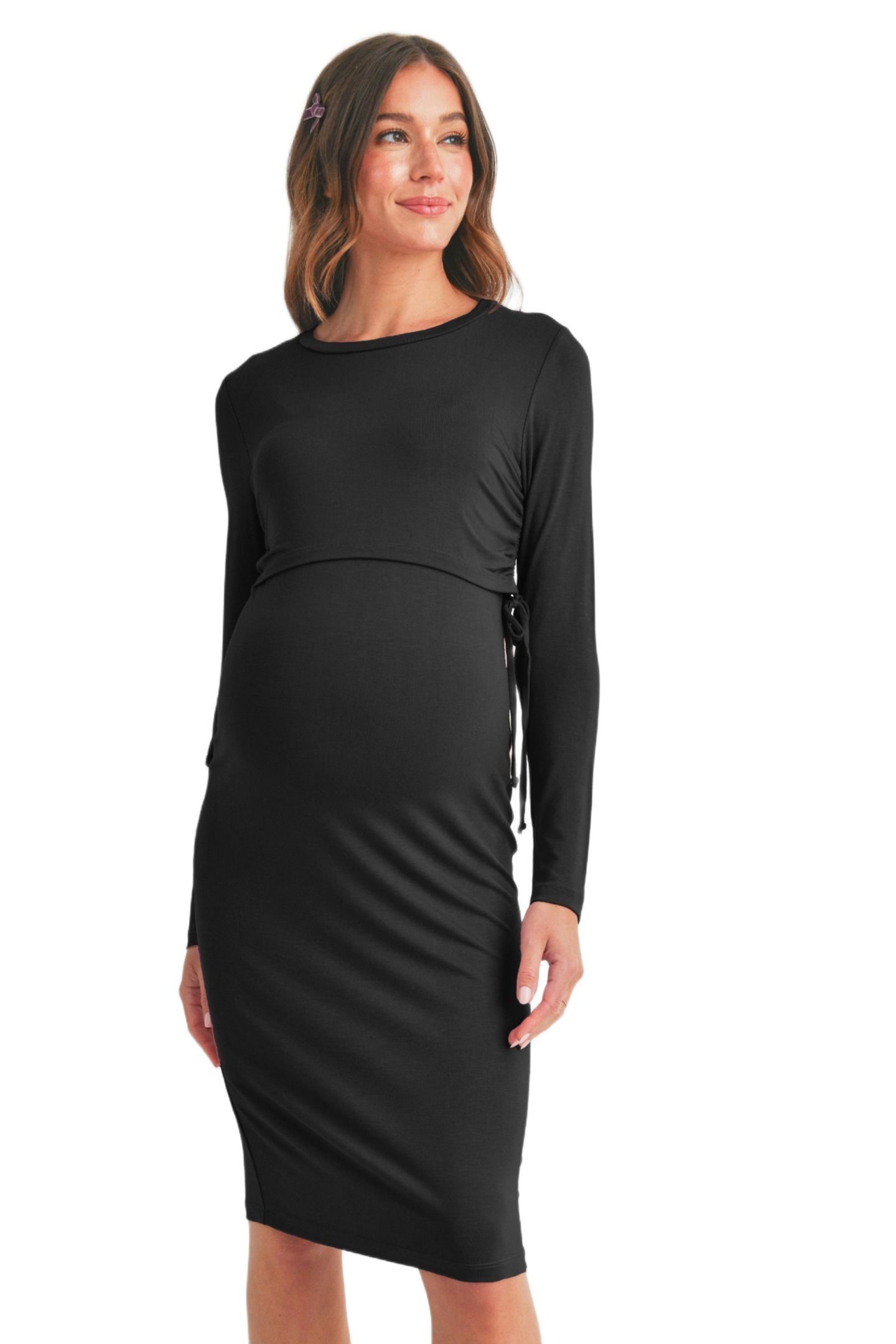 Женское платье Hello Miz Bodycon Long Sleeve Side Ties Nursing, цвет: Чёрный — фото 1