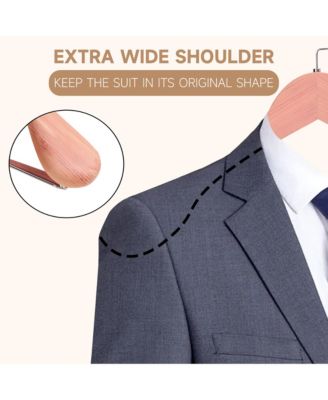 Premium Wide Shoulder Wooden Suit Hangers, Heavy-Duty Solid Wood Coat Hangers with Locking Pants Bar for Suits, Jackets, Shirts