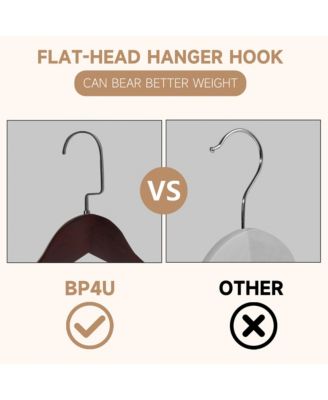 BP4U Premium Wide Shoulder Wooden Suit Hangers, Heavy-Duty Solid Wood Coat Hangers with Locking Pants Bar for Suits, Jackets, Shirts
