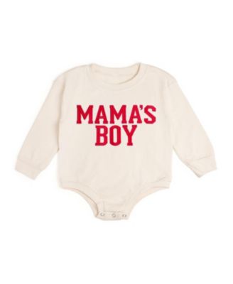 Baby Boys Mama's Varsity Patch Valentine's Day Long Sleeve Romper