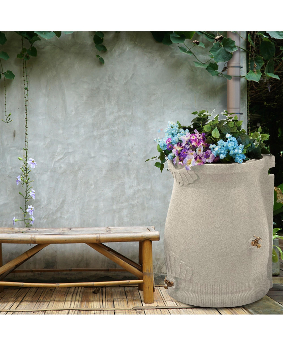 Good Ideas RWURN50-san 50 Gallon Rain Water Saver Wizard Barrel Urn, Sandstone