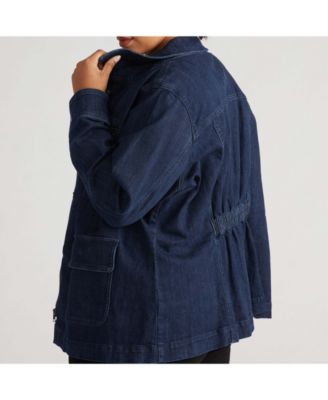 Plus Size Denim Utility Jacket