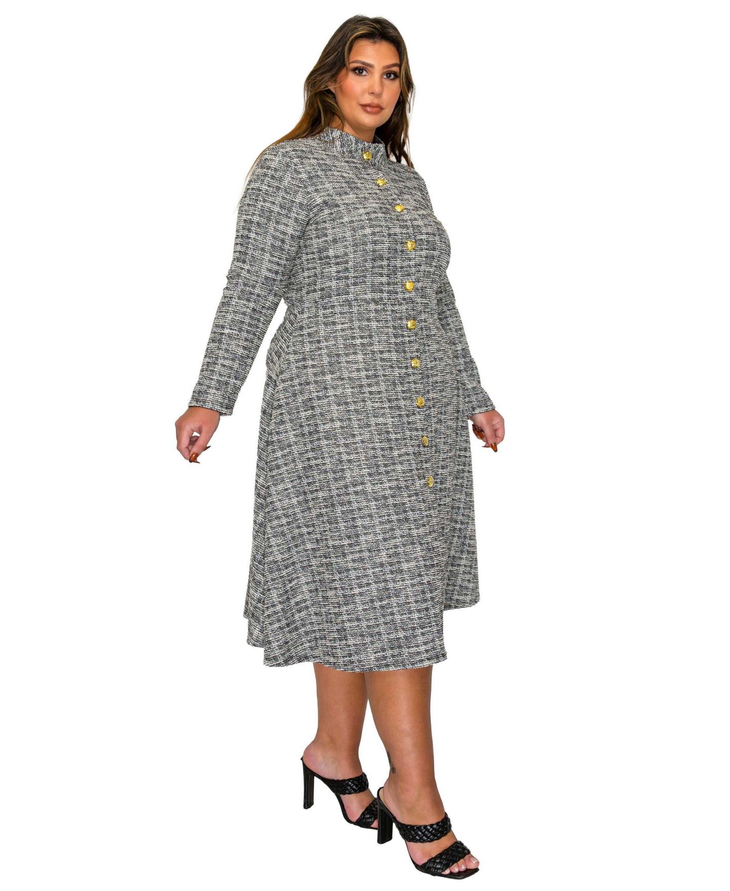 Женское платье L I V D Plus Size Chelsea Button, цвет: Чёрный — фото 2