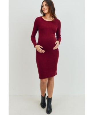 Maternity Ribbed Knit Long Sleeve Dress
