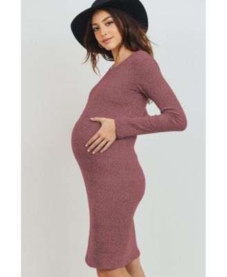 Maternity Ribbed Knit Long Sleeve Dress