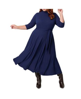 Plus Size 1950s Turtleneck Midi Dress