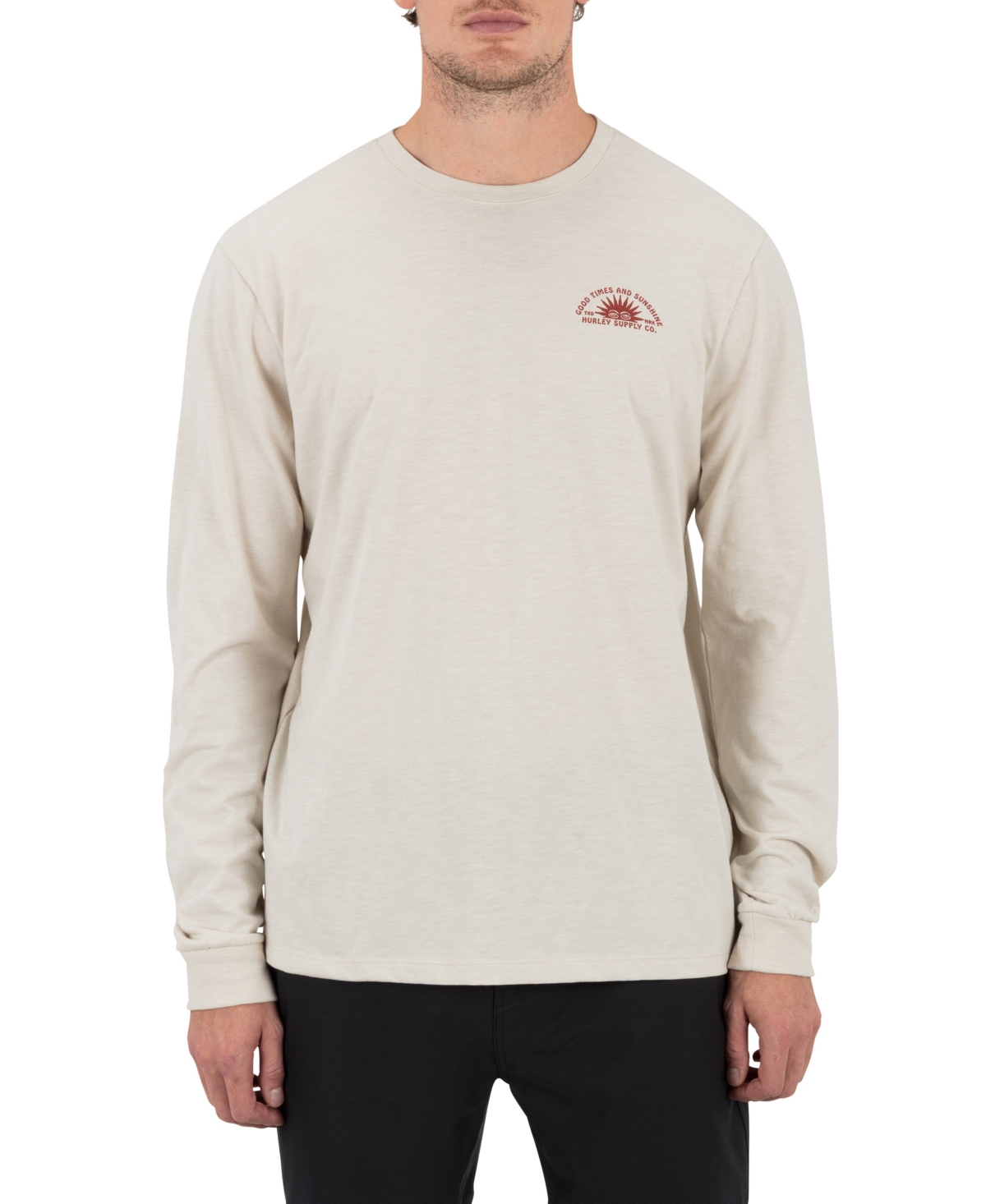 Hurley Men's Sunshine Slub Crewneck Long-Sleeve T-Shirt