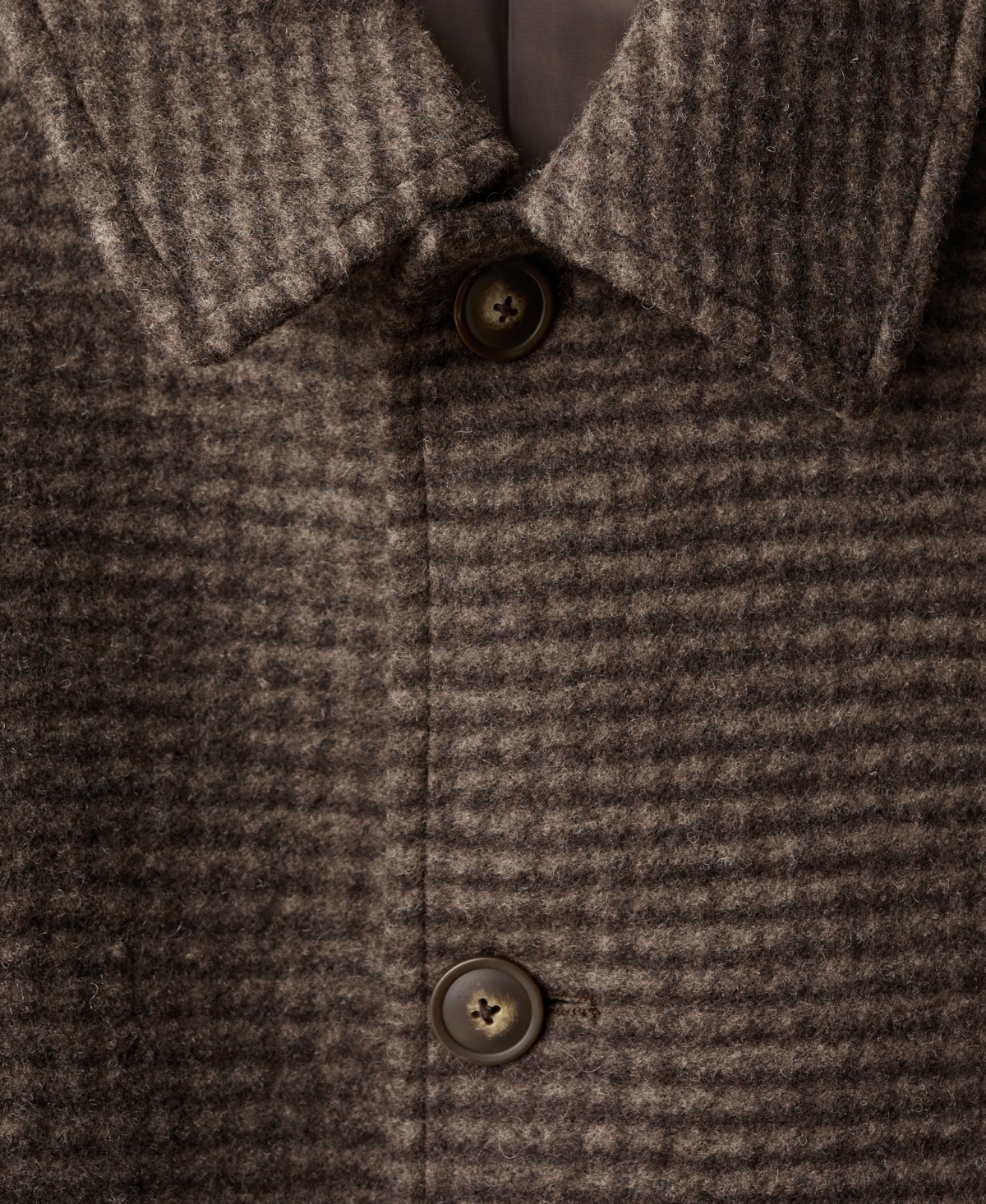 Mango Microcheck Long Coat In Brown