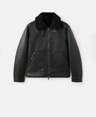 Men's Faux-Leather Fleece Jacket