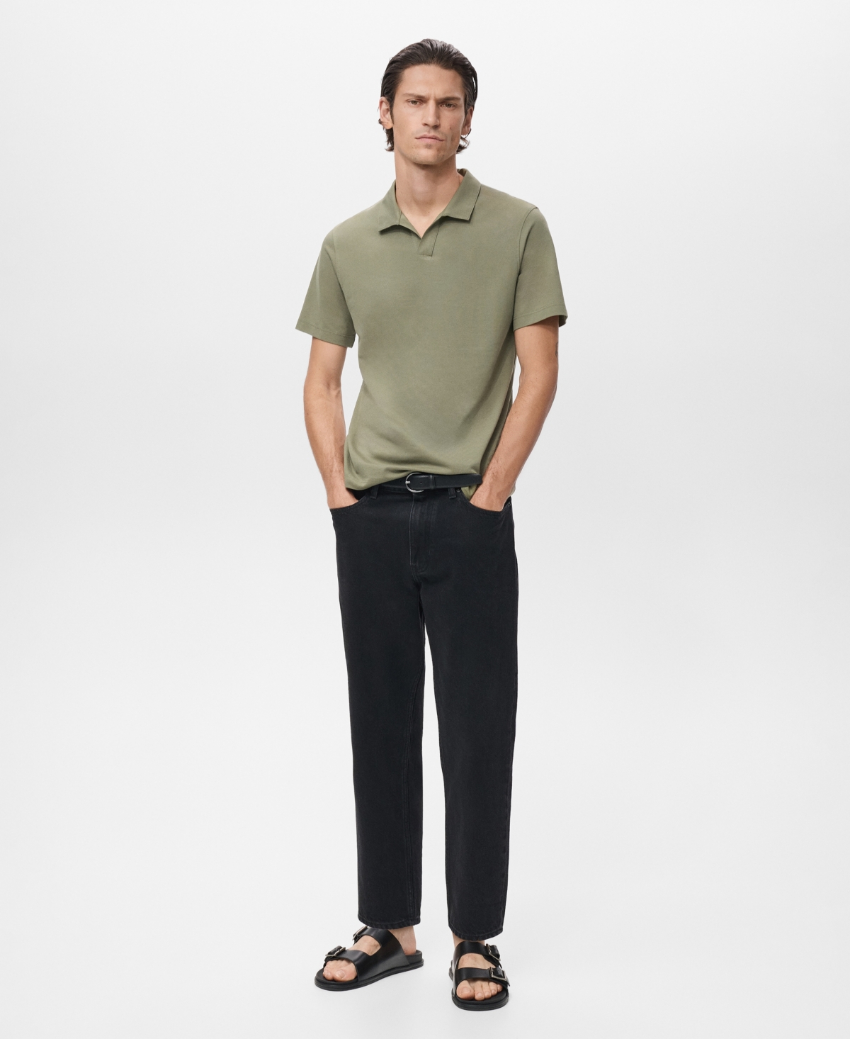 Mango Men's Cotton Pique Polo Shirt