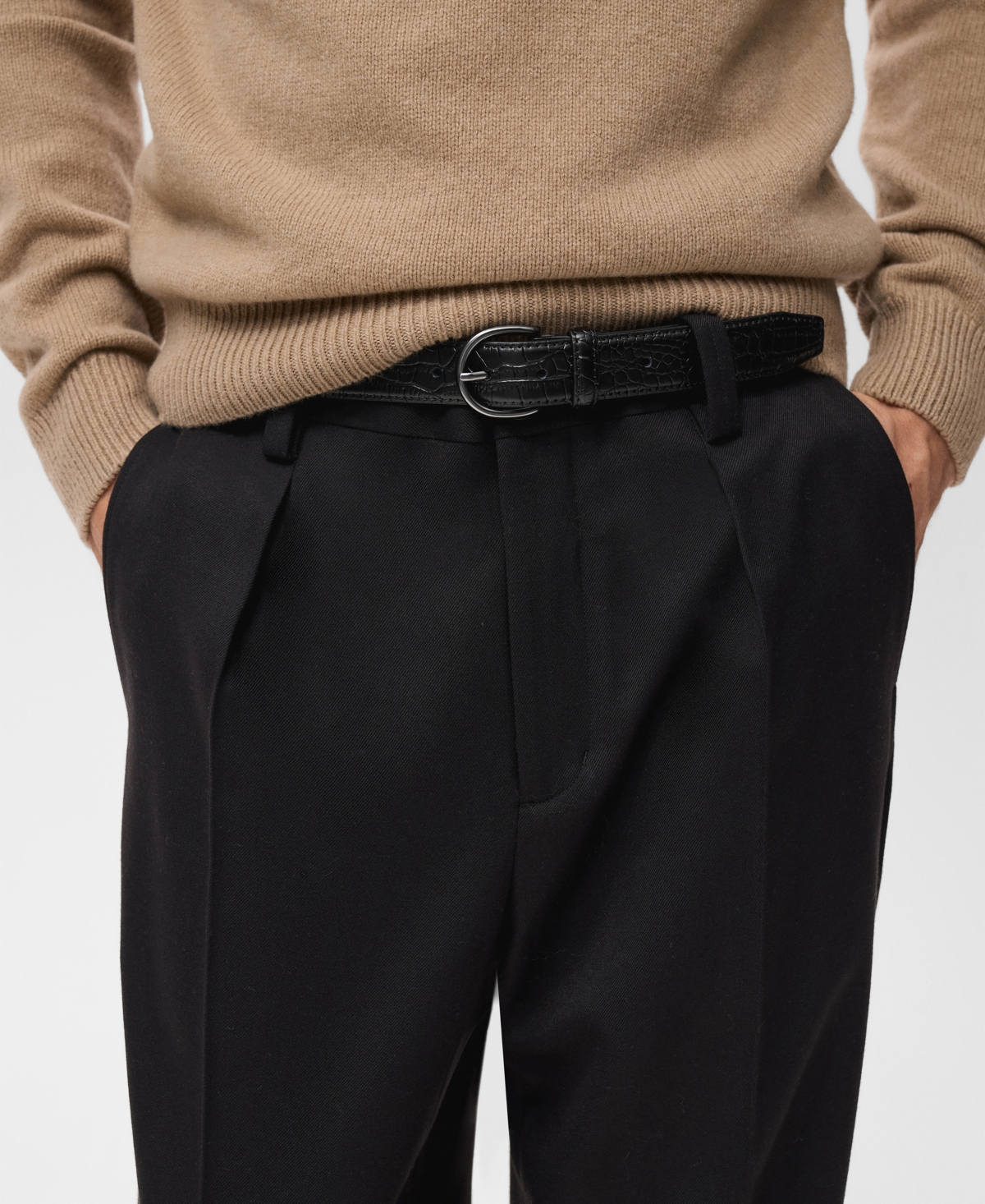 Mango Men's Regular-Fit Pleated Pants