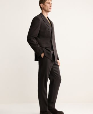 Men's Italian Wool Double-Breasted Suit Jacket