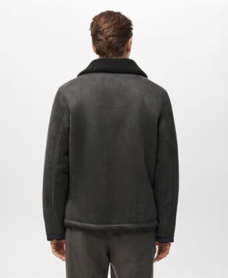 Men's Shearling-Lined Faux-Leather Jacket