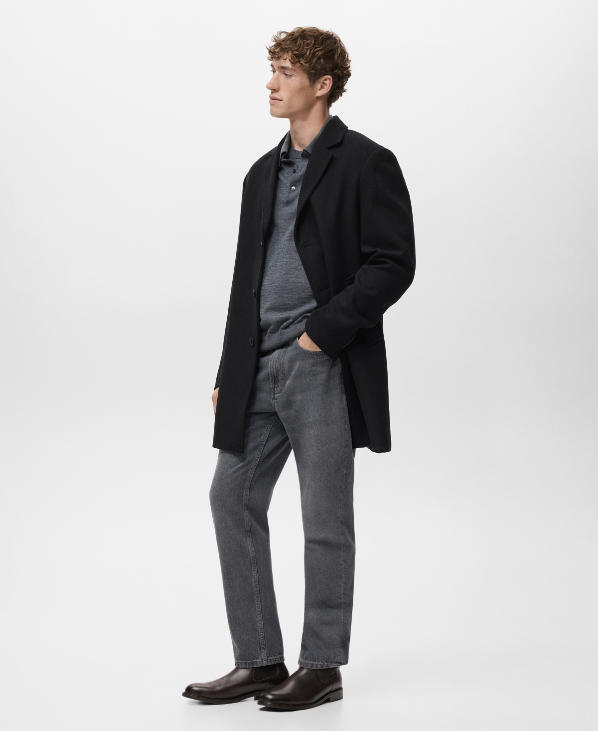 Mango Men's Lightweight Wool Coat