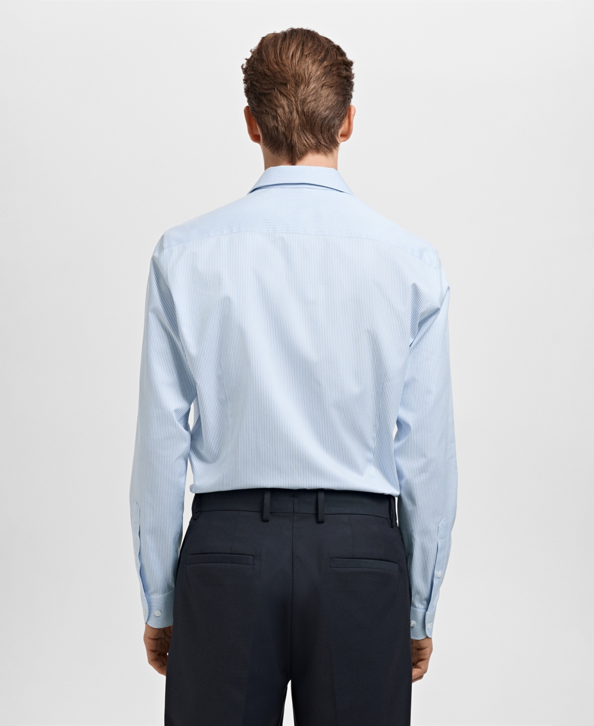 Mango Men's Striped-Print Slim-Fit Dress Shirt