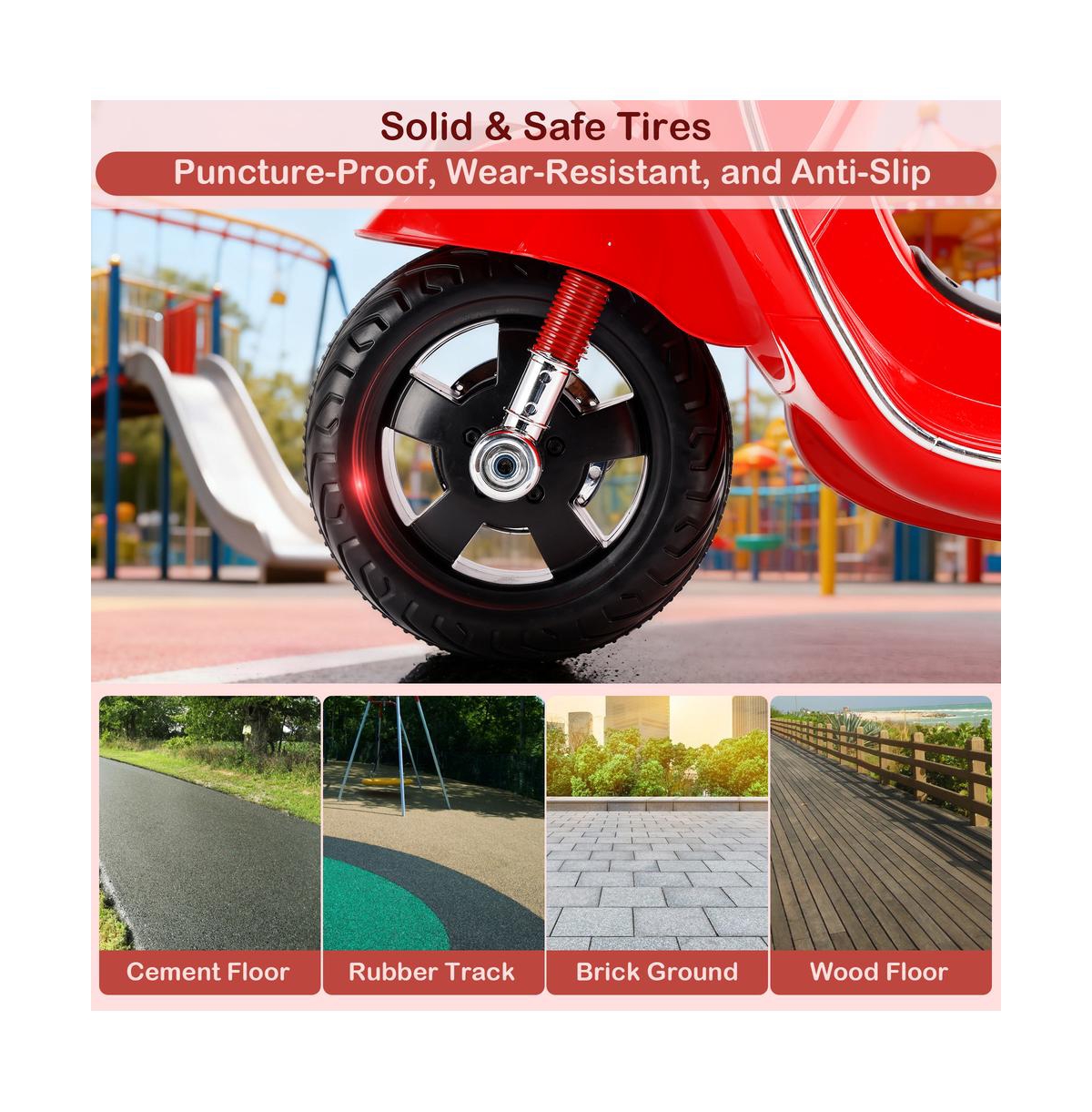 Bruce & Shark 6V 2 Mph Kids Ride-On Motorcycle with Training Wheels, Foot Pedal Drive & MP3 Player