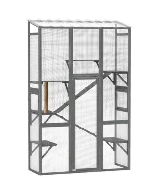 Outdoor Catio Cat Enclosure w/ Platforms, Scratching Post,