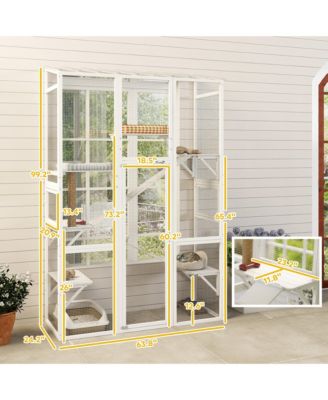 Outdoor Catio Cat Enclosure w/ Platforms, Scratching Post,