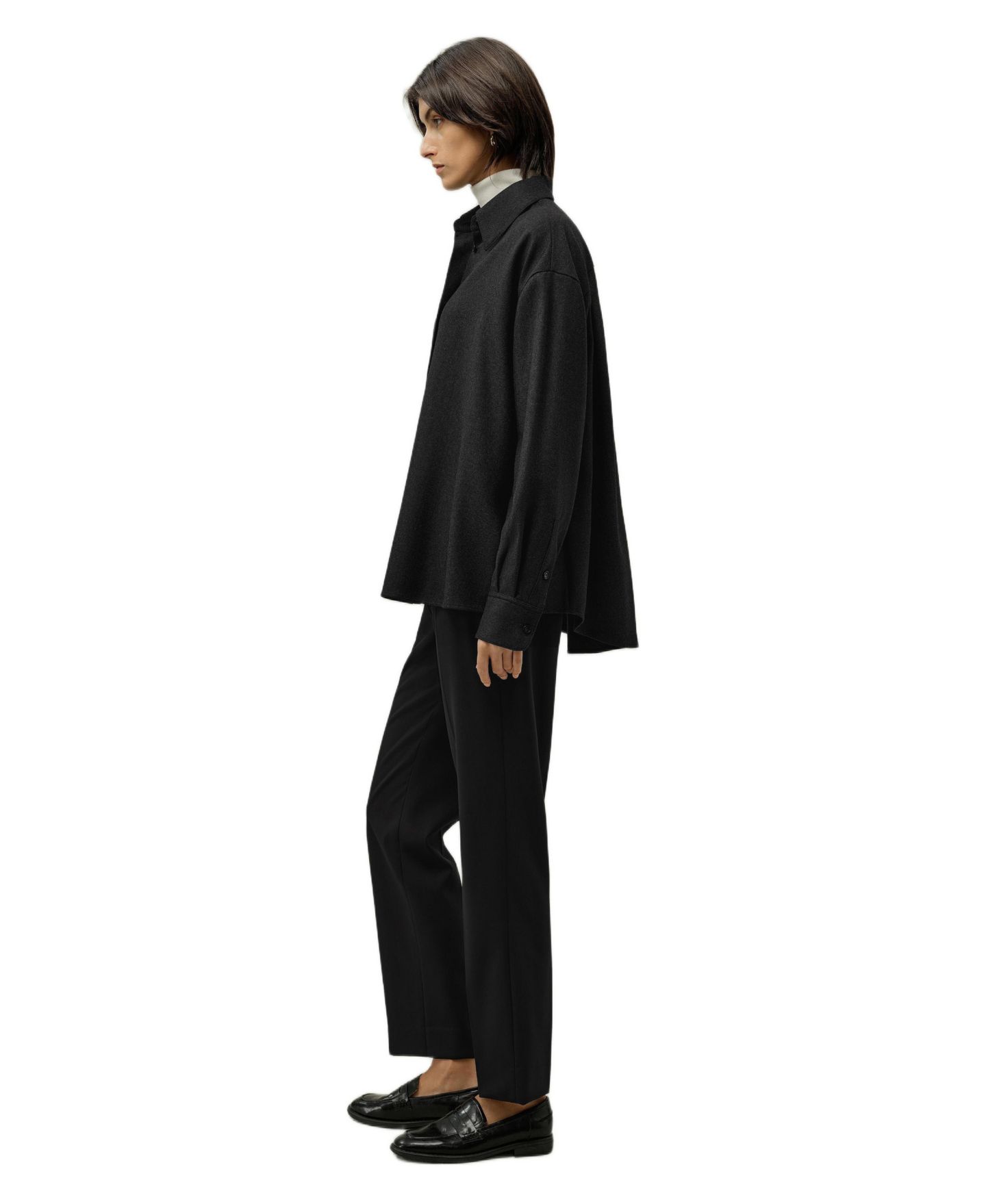 Женская рубашка LILYSILK Silk-Wool Oversized Warm, цвет: Thunder — фото 2