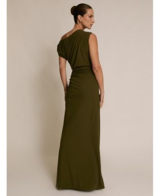 Women's Slash Neck Draped Bridesmaid Dress