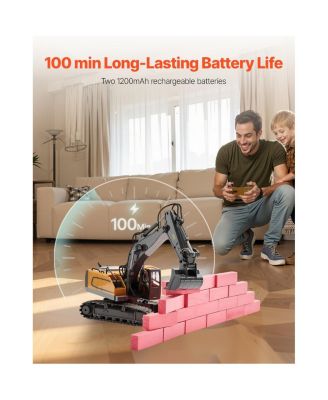 Remote Control Excavator Toy, 11 Channel, 1:20 Scale Remote Control Digger Toy, RC Excavator with Lights & Sound
