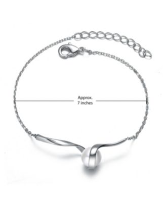 Gv Sterling Silver 14k Gold Plated With 7mm White Freshwater Pearl Adjustable Layering Bracelet