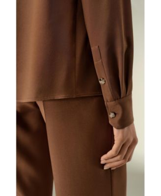 Women's Basic Silk Spread Collar Shirt