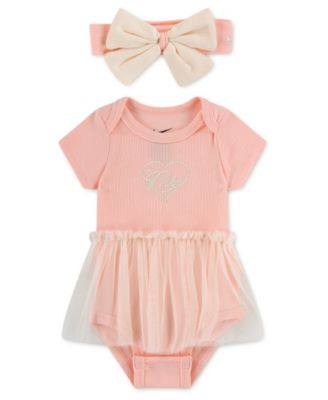 Baby Girls' Swoosh On Pointe Short-Sleeve Bodysuit and Headband, 2-Piece Set