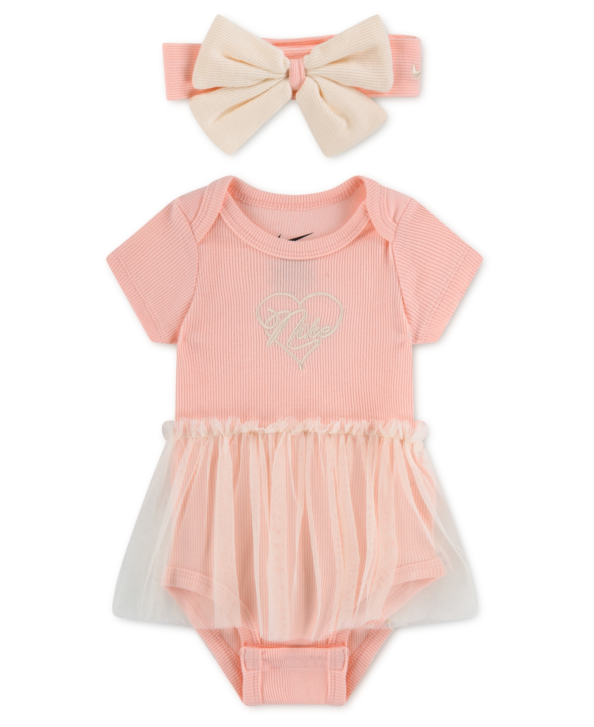 Nike Baby Girls' Swoosh On Pointe Short-Sleeve Bodysuit and Headband, 2-Piece Set