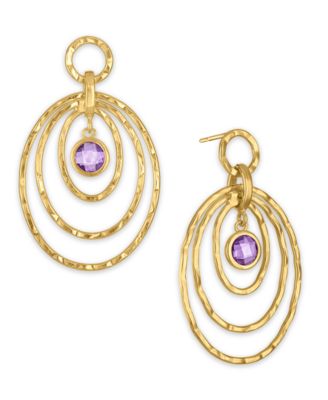 Amethyst (1-5/8 ct. t.w.) Diamond Cut Multi Row Oval Drop Earrings in 14k Gold Over Sterling Silver