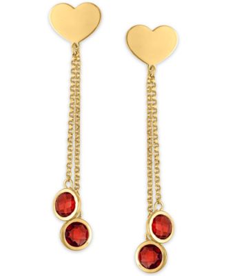 Garnet (4-3/4 ct. t.w.) Polished Heart Drop Earrings in 14k Gold Over Sterling Silver (Also available in Citrine)